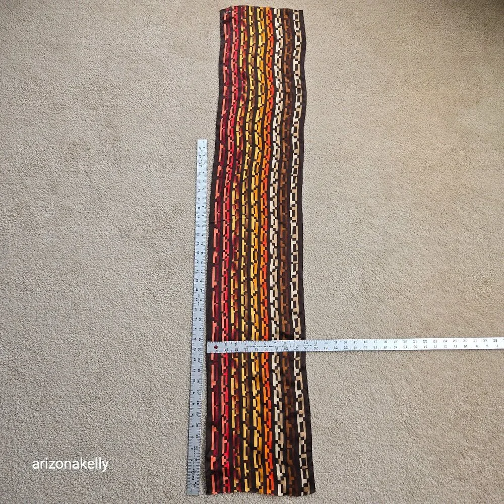 NWT Echo Silk Oblong Scarf Brown with Red, Orange, and Yellow Autumn Fall